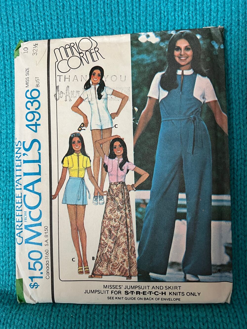 MacCalls 4936 pattern Jumpsuit Romper wrap skirt Marlo Thomas size 10